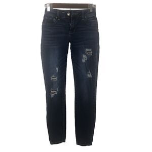 Maurices Jeans Womens Skinny Bohemian Red Faux Patch Destroyed